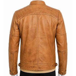 Men Adults Vintage Brown Leather Washed Biker <b>Jacket</b> Full Sleeve Zip up with Pockets for Motorcycle Riding Autumn Style - Product Image 2