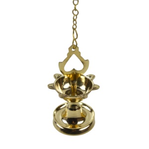 Lanterne suspendue Joti Diya en laiton massif, idéale pour la décoration festive de Diwali, Akhand Jyoti Diya, décoration d'intérieur. - Product Image 1