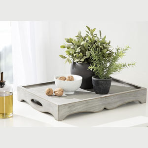 Plateau de service en bois de manguier pour le petit déjeuner au lit | Plateau réversible décoratif en bois sculpté à la main pour les acheteurs en gros - Product Image 6