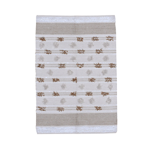 Alfombra Moderna Tejida a Mano de Estilo Neutral con Nudos en Relieve y Borde Chevron, Alfombra Boho de Algodón - Product Image 1