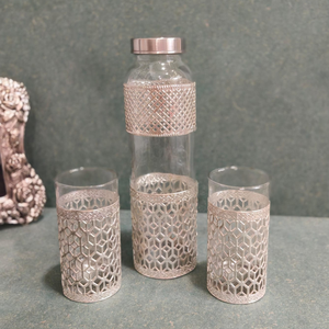Juego de Botellas de Acero Inoxidable Hechas a Mano de Lujo, Juego de Botellas de Agua Portátiles de Diseño en Plata Alemana para Decoración del Hogar y Bodas - Product Image 2
