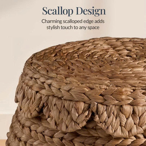 Space-Saving Eco-Friendly Stylish Storage Solution for Minimalist Decor Modern <b>Foldable</b> Water Hyacinth <b>Basket</b> - Product Image 2