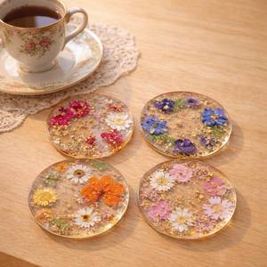 Real Dried Flower Resin Coaster Handmade Floral Coaster Gold Flakes Coaster Aesthetic <b>Gift</b> <b>for</b> <b>Her</b> <b>Unique</b> Home Decor - Product Image 2