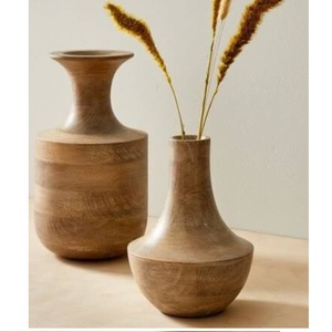 Vase de table en bois de manguier, style moderne, fait main, écologique, design contemporain, décoration intérieure, à prix abordable - Product Image 5