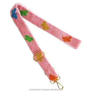 Vintage Cotton Butterfly Pattern Beaded <b>Adjustable</b> Shoulder Crossbody Bag <b>Strap</b> Custom Embroidery for Fashion Women Girls Gift - Product Image 1