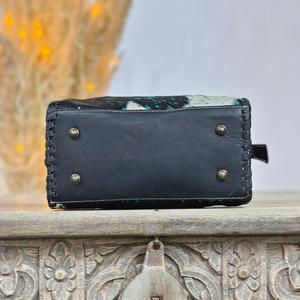 Bolsa de Viaje de Cuero Genuino de Lujo, Gran Capacidad, Ligera, con Cierre de Cremallera y Patrón de Puntos Verde Azulado, para Mujer - Product Image 4