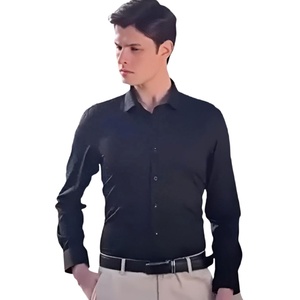 Mezcla de fibra de bambú 48% de alta calidad, Color sólido, manga larga, sin arrugas, botones, camisas de vestir formales de oficina de negocios para hombres - Product Image 3