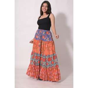 Falda Maxi de Algodón con Parches Estilo Boho, Falda Larga con Estampado Artesanal, Falda Étnica para Mujer - Product Image 2