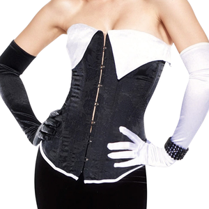 <b>Black</b> Satin <b>Corset</b> <b>Dress</b> With Button Closure V-Neck Sleeveless Bodycon Club <b>Dress</b> Adult Sexy Style - Product Image 4