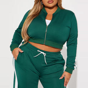 Conjunto Deportivo de Algodón para Mujer, Color Verde Oliva, con Capucha, Chaqueta Impermeable con Cremallera, Forro Polar, Secado Rápido, Pantalones Anchos - Product Image 4