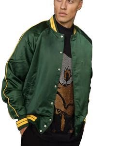 แจ็กเก็ตผ้าซาตินระบายอากาศได้ดีสำหรับผู้ชายเสื้อแจ็กเก็ตผ้าเบสบอลทีมโรงเรียนผ้าไหม - Product Image 1