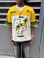 Camiseta de Fútbol de Malla Oversize Personalizable con Estampado Gráfico de Estrella y Número Personalizado, Estilo Urbano Unisex, Proveedor Mayorista