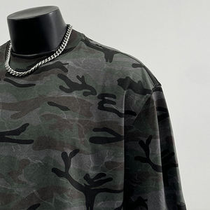 Camiseta de manga larga para hombre, talla grande, diseño personalizado con estampado de camuflaje, 100% algodón, transpirable, estilo vintage, lavado ácido. - Product Image 2