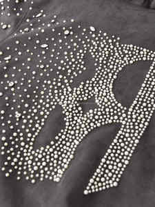 Sudadera Larga a Cuadros de Algodón 100% con Adornos de Diamantes y Perlas para Hombre - Product Image 2