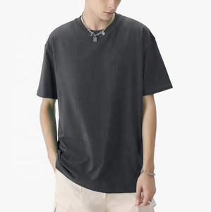 T-shirts en coton à séchage rapide pour hommes, coupe oversize unisexe, manches courtes, col rond, hauts basiques, tee-shirts athlétiques unis, logo de marque personnalisé imprimé - Product Image 4