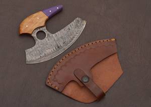 Couteau Ulu artisanal en carbone avec manche en bois – Couteau de chef premium à lame oscillante pour l'extérieur - Product Image 5