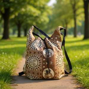 Cotton <b>Drawstring</b> <b>Backpack</b> Hobo Style Bag - Product Image 3