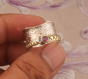 Luxury Natural Red <b>Garnet</b> Band <b>Ring</b> Elegant 925 Sterling <b>Silver</b> Gold Plated Statement Jewelry High-Quality Genuine <b>Garnet</b> Band - Product Image 5