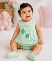 Ensemble robe pull-over en coton imprimé floral doux pour bébés filles, sans manches, col rond, 2 pièces, respirant, pour l'été