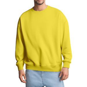 Sudadera de cuello redondo para hombre, estilo oversize, de forro polar, poliéster, informal, estilo urbano, color liso, ajuste holgado, primavera, colores personalizables - Product Image 3