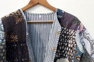 Vestes matelassées vintage à manches longues, décontractées, faites à la main, en coton, pour femmes, réversibles, style bohème hippie, avec dentelle. - Product Image 5