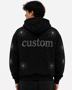 เสื้อฮู้ดดี้สีดำล้วนสำหรับผู้ชาย พิมพ์ลายดิจิทัล ทรงปกติ ผ้าสเตรช ใส่สบาย เหมาะสำหรับฤดูหนาว คอกลม - Product Image 4