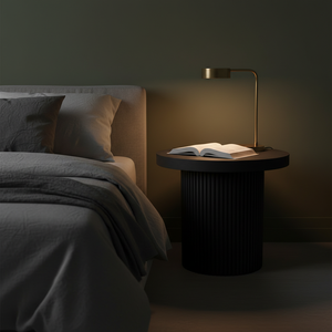 Modern Coffee Table Side End Table One Pillar Leg <b>Light</b> Brown Color Luxury Dynamic Color Durable Rubberwood <b>Oak</b> Materials 1 Year - Product Image 3