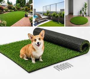 หญ้าเทียมสำหรับสุนัข TH-PAG-549 ขนาด 36.6" x 26" ระบายน้ำได้รวดเร็ว ม้วนหญ้าเทียมสำหรับสัตว์เลี้ยง ปูพื้นหญ้าเทียม DIY สำหรับสนามหญ้า ระเบียงบ้าน - Product Image 2