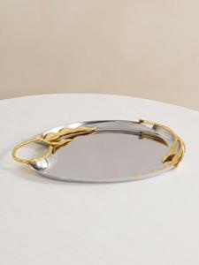 Luxury <b>Silver</b> Metal Serving <b>Tray</b> Crafted From Premium Stainless Steel With Elegant <b>Mirror</b> Finish Designed For Serving Tea Coffee - Product Image 2