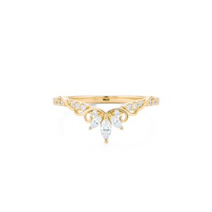 Manufacturing 10K Solid Gold Marquise Round Lab Diamond Curved <b>Ring</b> Vintage Engagement Wedding <b>Dainty</b> Stackable Women Jewelry - Product Image 1