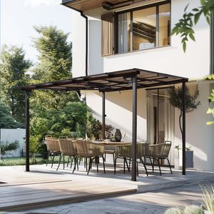 Pergola extérieure robuste 10 x 10, auvent mural en métal, grande auventeuse pour terrasses et jardins - Product Image 1