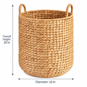Customizable Eco-Friendly <b>Water</b> <b>Hyacinth</b> Circle Woven <b>Storage</b> <b>Basket</b> with Handles for Laundry and Home Organization Wholesale - Product Image 3
