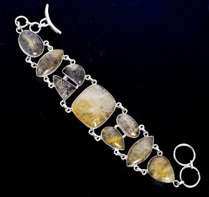 Pulsera de Plata de Ley 925 con Gema de Rutilo Dorado, Diseño Exclusivo, Joyería Fina para Uso Diario Unisex, Novedad 2026 - Product Image 3