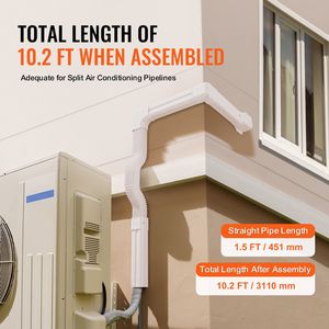 Copertura per Tubi di Condizionatori Mini Split, 3 Pollici di Larghezza, 10 Piedi di Lunghezza, Tubo Decorativo in PVC, 5 Condotte Diritte, Copertura Completa per Condizionatori a Gas - Product Image 3