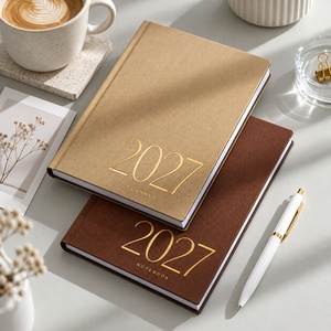 Carnet de notes personnalisé A5 en papier offset avec logo doré personnalisé épaissi, couverture en cuir luxueuse, agenda 2027 - Product Image 1