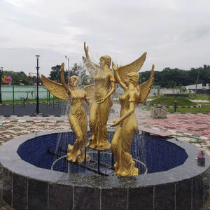 Nouvelle Fontaine aux Trois Grâces en Fibre de Verre Vision Grand |   Statue d'extérieur ailée de grande taille, finition dorée, résistante à la rouille, pour parcs - Product Image 1