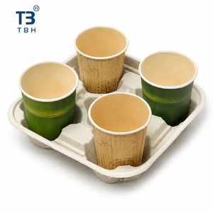 Meilleure Vente Porte-Gobelets Écologique Jetable en Pulpe Recyclée à Paroi Simple 4 Compartiments 220mm Marque TBH pour Stands Alimentaires et Fêtes - Product Image 6