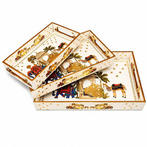 Bandeja de Almacenamiento Multiusos Decorativa de Madera Natural Sólida para Desayuno, Café, Té, Baño, Vajilla, Apta para Lavavajillas - Product Image 1