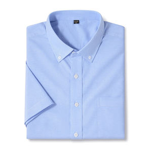 Chemise décontractée pour homme en coton Oxford rayé, anti-plis, respirante, à fermeture tricotée, grandes tailles, coupe régulière, printemps - Product Image 2