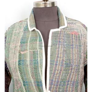 Hand-Stitched Cotton <b>Kantha</b> <b>Jacket</b> for Women Embroidered vintage Design with Elegant <b>Kantha</b> Embroidery <b>jacket</b> for women - Product Image 2