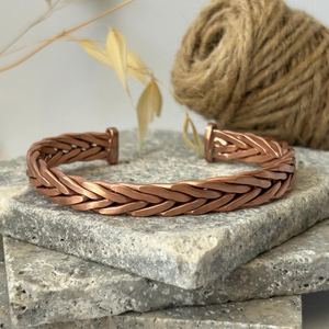 Woven <b>Copper</b> Alloy Cuff <b>Bracelet</b> Antique healing therapy <b>Copper</b> jewelry Plated Vintage Style Unisex Jewelry Bangles - Product Image 1