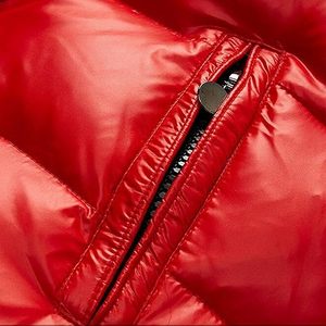 Reversible Winter Glossy Puffer Hoodie <b>Jacket</b> <b>Waterproof</b> Solid Color Shiny Bubble Coat Glossy <b>Red</b> Hooded <b>Jackets</b> OEM Services - Product Image 6