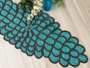 Embroidered Teal Floral <b>Table</b> <b>Runner</b> Bohemian Style Home Decor - Product Image 2