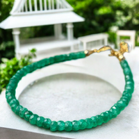Gelang Manik Zamrud Asli Alami 4MM Bersegi, Liontin Zamrud Mentah, Manik Jaring, Perhiasan Ulang Tahun, Asal Zambia, Unisex