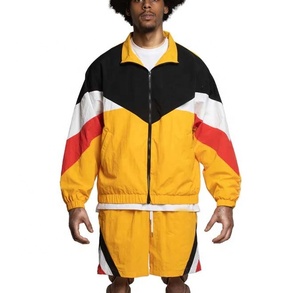 Men Color Blocking <b>Tracksuit</b> Full Sleeve Zipper Sporty Jogger Set Breathable <b>Polyester</b> Spring Wear - Product Image 1