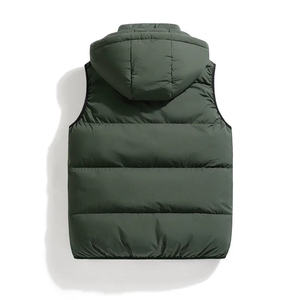 Chaleco Acolchado con Capucha para Hombre, Color Verde Oliva, Cierre de Cremallera, Cortavientos, Transpirable, Informal, Ropa de Invierno con Bolsillos, 100% Poliéster - Product Image 2