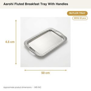 Handmade Aarohi Fluted Breakfast Tray 50 cm Satin Steel SS304 No Applied Handles Serving Tray for Home Use - Product Image 4