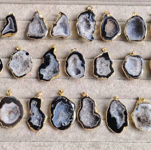 Collares con Colgantes de Cristal de Ágata Negra Druzy de Primera Calidad, los Más Vendidos, Venta al por Mayor, Artesanía de Piedras Semipreciosas Naturales, Regalo, Geoda - Product Image 4