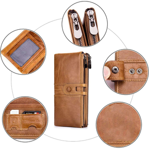 Top quality Genuine Leather High Quality Latest Design Women Clutch Wallet Genuine Leather Long <b>Wristlet</b> Wallet. - Product Image 5