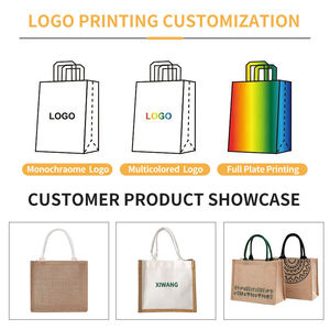 High Strength Burlap Jute Shopping <b>Bag</b> with Wide Bottom Gusset - Product Image 2